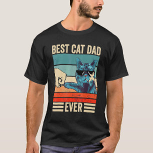 Vintage Best Cat Dad Ever Bump Fist Father's Day T-Shirt