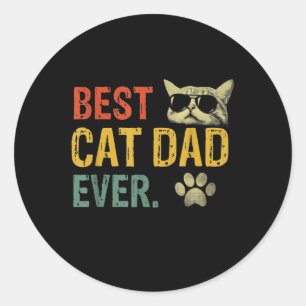 Vintage Best Cat Dad Ever Cat Daddy Gift Classic Round Sticker