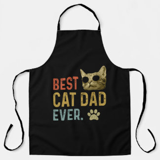 Vintage Best Cat Dad Ever Family Present Apron