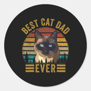 Vintage Best Cat Dad Ever Fathers Day Siamese Cat Classic Round Sticker