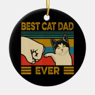 Vintage Best Cat Dad Ever Funny Cat Daddy Gift Men Ceramic Ornament