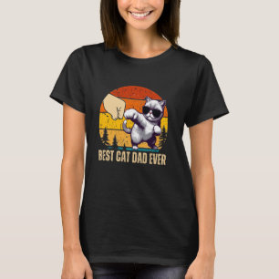 Vintage Best Cat Dad Ever Funny Paw Fist Bump Cat T-Shirt