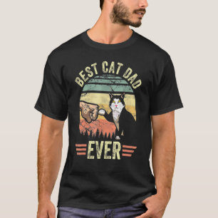 Vintage Best Cat Dad Ever Glasses Retro Fathers Da T-Shirt