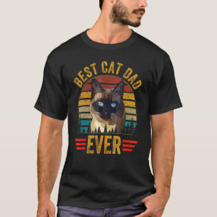 Vintage Best Cat Dad Ever Glasses Retro Fathers Da T-Shirt