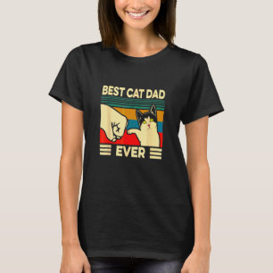 Vintage Best Cat Dad Ever Men Bump Fit Father Day T-Shirt