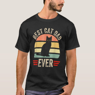 Vintage Best Cat Dad Ever Retro Glasses Fathers Da T-Shirt