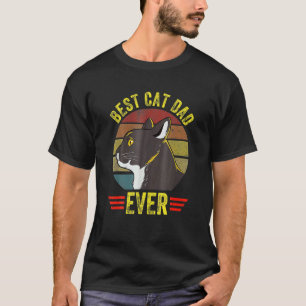 Vintage Best Cat Dad Ever Retro Glasses Fathers Da T-Shirt
