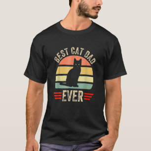 Vintage Best Cat Dad Ever Retro Glasses Fathers Da T-Shirt
