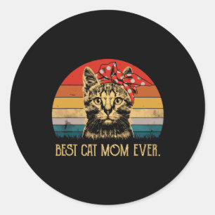 Vintage Best Cat Mum Ever Fun Mother's Day Cat Mum Classic Round Sticker