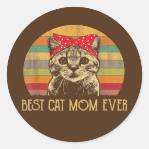 Vintage Best Cat Mum Ever Mother's Day Gift  Classic Round Sticker