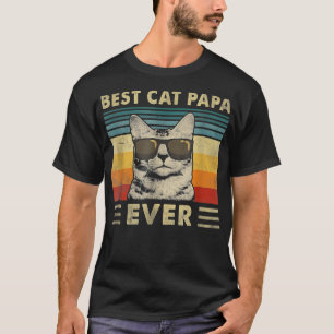 Vintage Best Cat Papa Ever Funny Cat Dad Father's T-Shirt