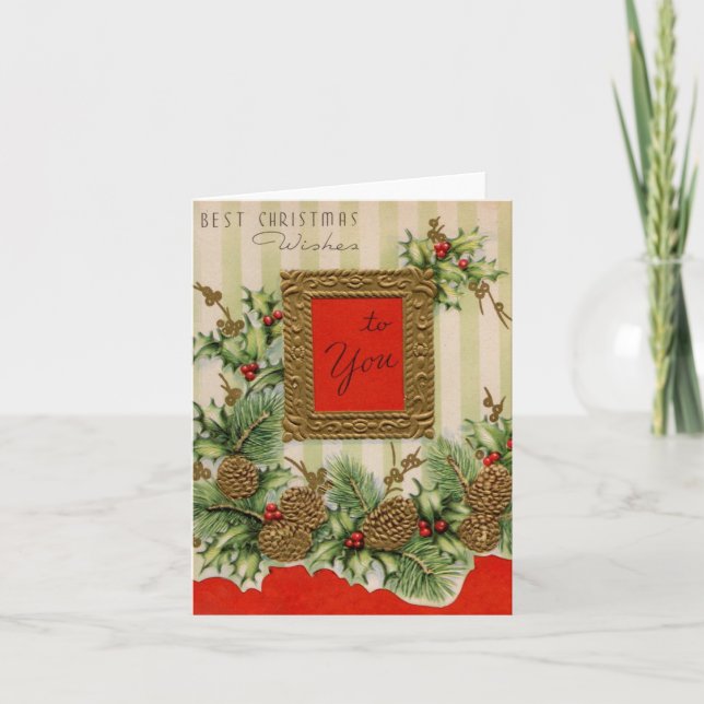 Vintage Best Christmas Wishes Card (Front)