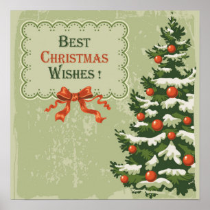 Vintage Best Christmas Wishes Poster