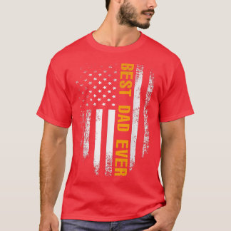 Vintage Best Dad Ever American Flag Father's Day  T-Shirt