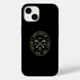 Vintage Best Dad Ever Personalised Name Axe Logo iPhone 14 Case