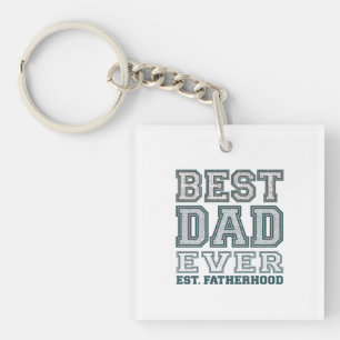Vintage Best Dad Ever Varsity Typography Design Key Ring