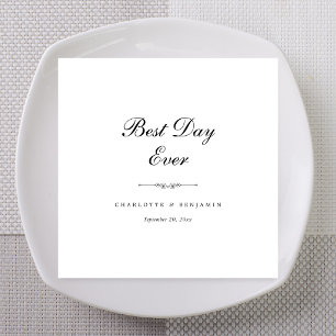 Vintage Best Day Ever Custom Name Wedding Napkin