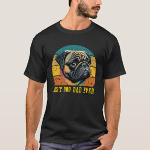 Vintage Best Dog Dad Ever Sunset Retro Pug dog Dad T-Shirt