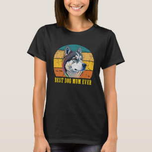 Vintage Best Dog Mum Ever Sunset Retro Husky dog M T-Shirt