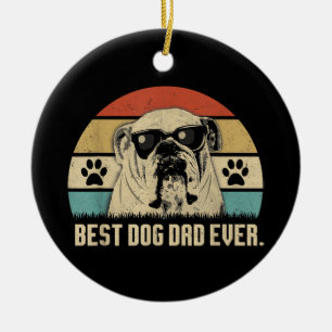 Vintage Best English Bulldog DAD Ever shirt Father Ceramic Ornament