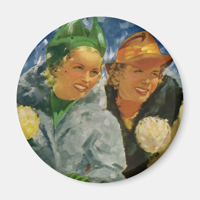 Vintage Best Friends! Elegant and Stylish Women Magnet (Front)