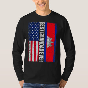 Vintage Best Grandad Ever Retro American Cambodia  T-Shirt
