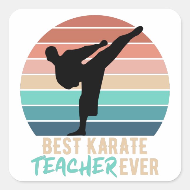Vintage Best Karate Teacher Gift Square Sticker (Front)