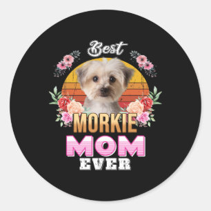Vintage Best Morkie Mum Ever Mothers Day For Dog M Classic Round Sticker