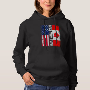 Vintage Best Mum Ever Women Retro Canada Flag Hoodie