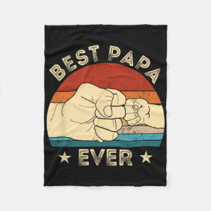 Vintage Best Papa Ever Fist Bump Funny Grandpa Fat Fleece Blanket