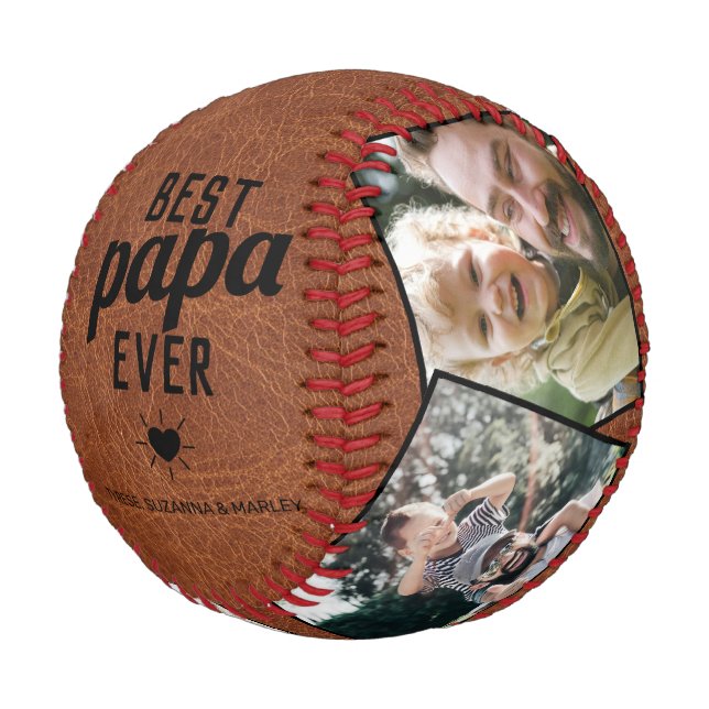 Vintage Best Papa Ever Memento Baseball  (Angled)