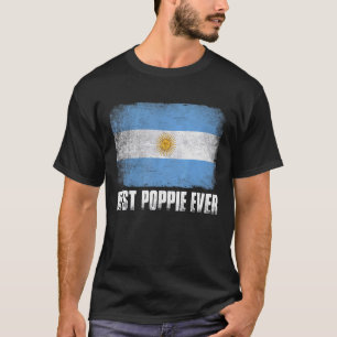 Vintage Best Poppie Ever Men Retro Argentina Flag T-Shirt