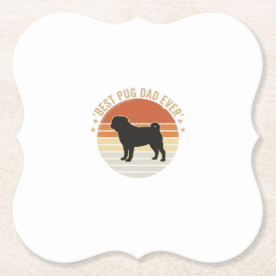 Vintage Best Pug Dad Ever Dog Lover Shirt Design_1 Paper Coaster