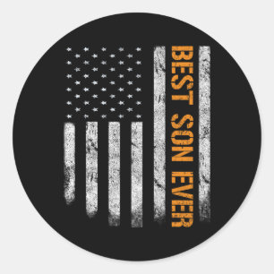 Vintage Best Son Ever American Flag Fathers Day Bo Classic Round Sticker