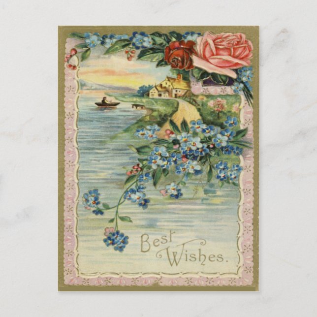 Vintage Best Wishes Postcard (Front)