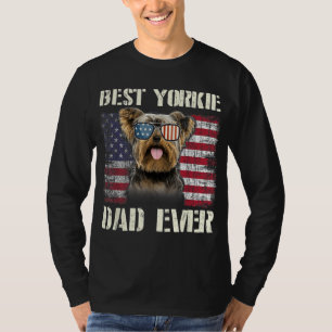 Vintage Best Yorkie Dad Ever Flag Us For Pet Owner T-Shirt