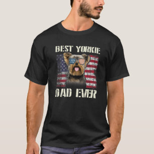 Vintage Best Yorkie Dad Ever Flag Us For Pet Owner T-Shirt