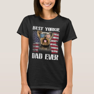Vintage Best Yorkie Dad Ever Flag Us For Pet Owner T-Shirt