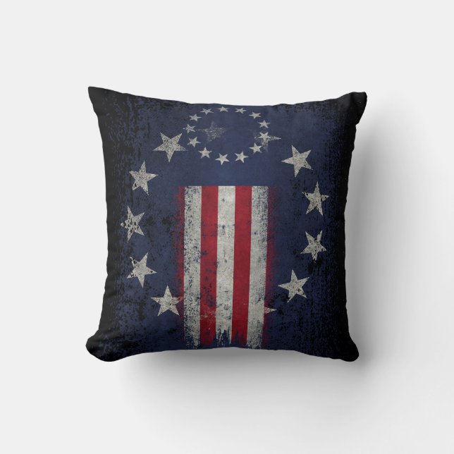 Vintage Betsy Ross American Flag Montage Cushion (Front)