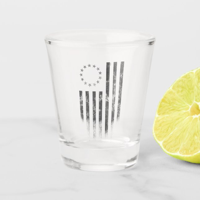 Vintage Betsy Ross American Flag Shot Glass (Front)