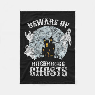 Vintage Beware Of Hitchhiking Ghosts Fun Halloween Fleece Blanket