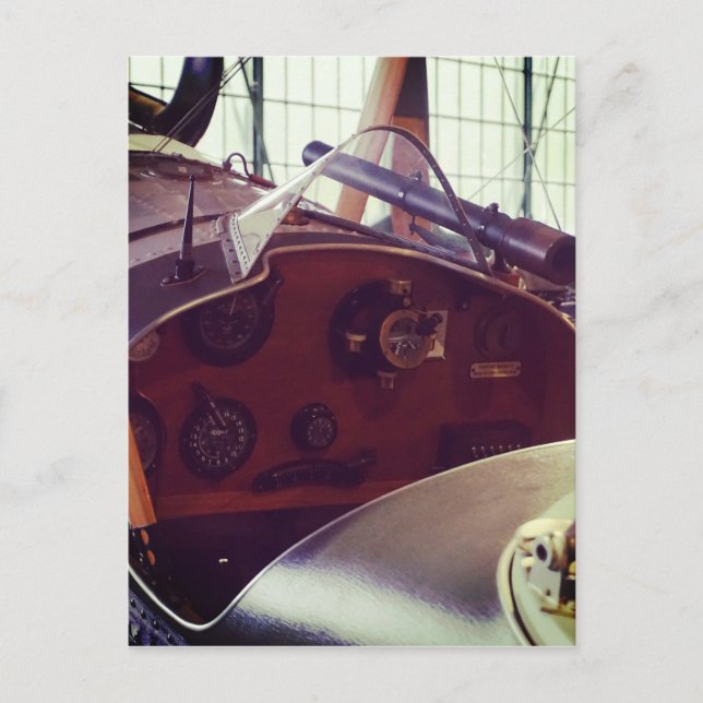 Vintage Bi plane Cockpit Postcard (Front)