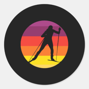 Vintage Biathlon I Winter Sports I Cross-country S Classic Round Sticker