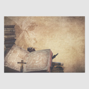 Vintage Bible Background Decoupage 15x20 Tissue Paper