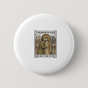 Vintage Biblical Betrayal Kiss 6 Cm Round Badge