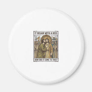 Vintage Biblical Betrayal Kiss Magnet