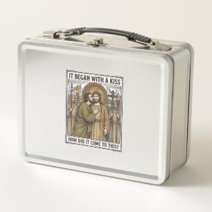 Vintage Biblical Betrayal Kiss Metal Lunch Box