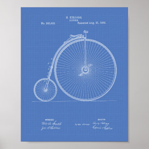Vintage Bicycle 1883 Patent Art - Blueprint Poster
