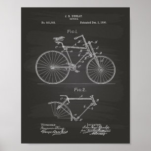 Vintage Bicycle 1890 Patent Art - Chalkboard Poster