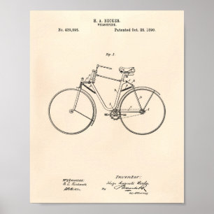 Vintage Bicycle 1890 Patent Art - Old Peper Poster